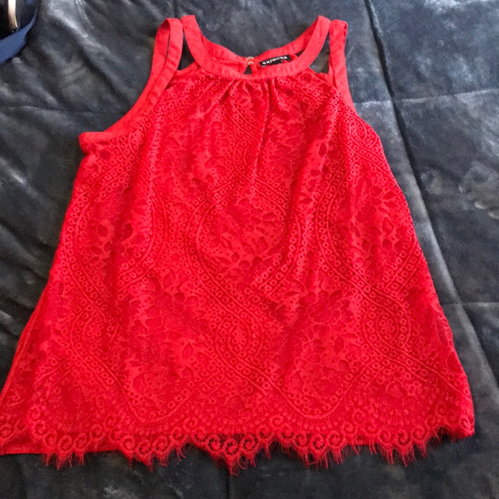 Red lace covered Blouse